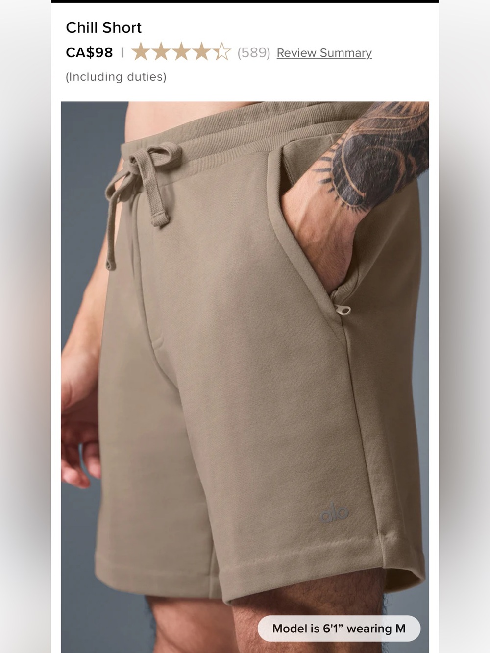ALO Yoga Men’s Chill Short in gravel
